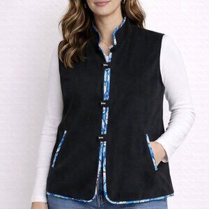 Women’s Wool Tang Style Vest Silk Brocade Lining Mandarin Collar